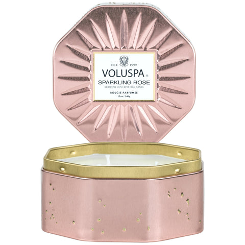 Sparkling Rose - 3 Wick Octagon Tin Candle