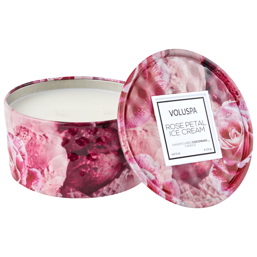 Rose Petal Ice Cream - 2 Wick Tin Candle