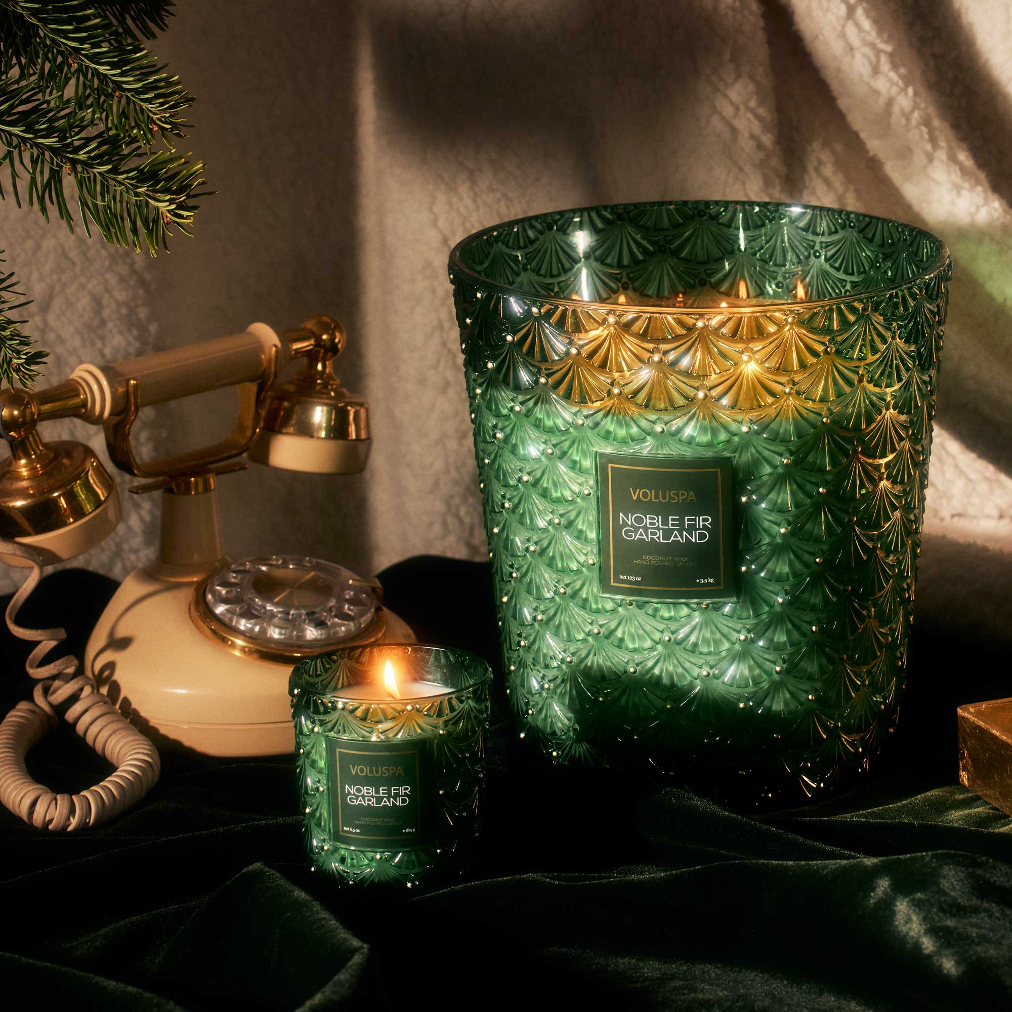 Noble Fir Garland - 5 Wick Hearth Candle