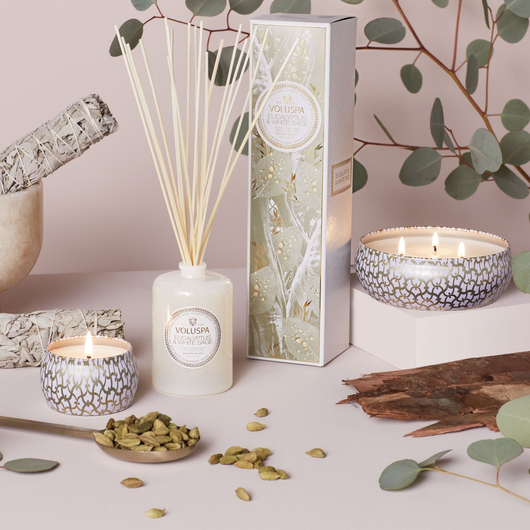 Eucalyptus & White Sage - 3 Wick Tin Candle