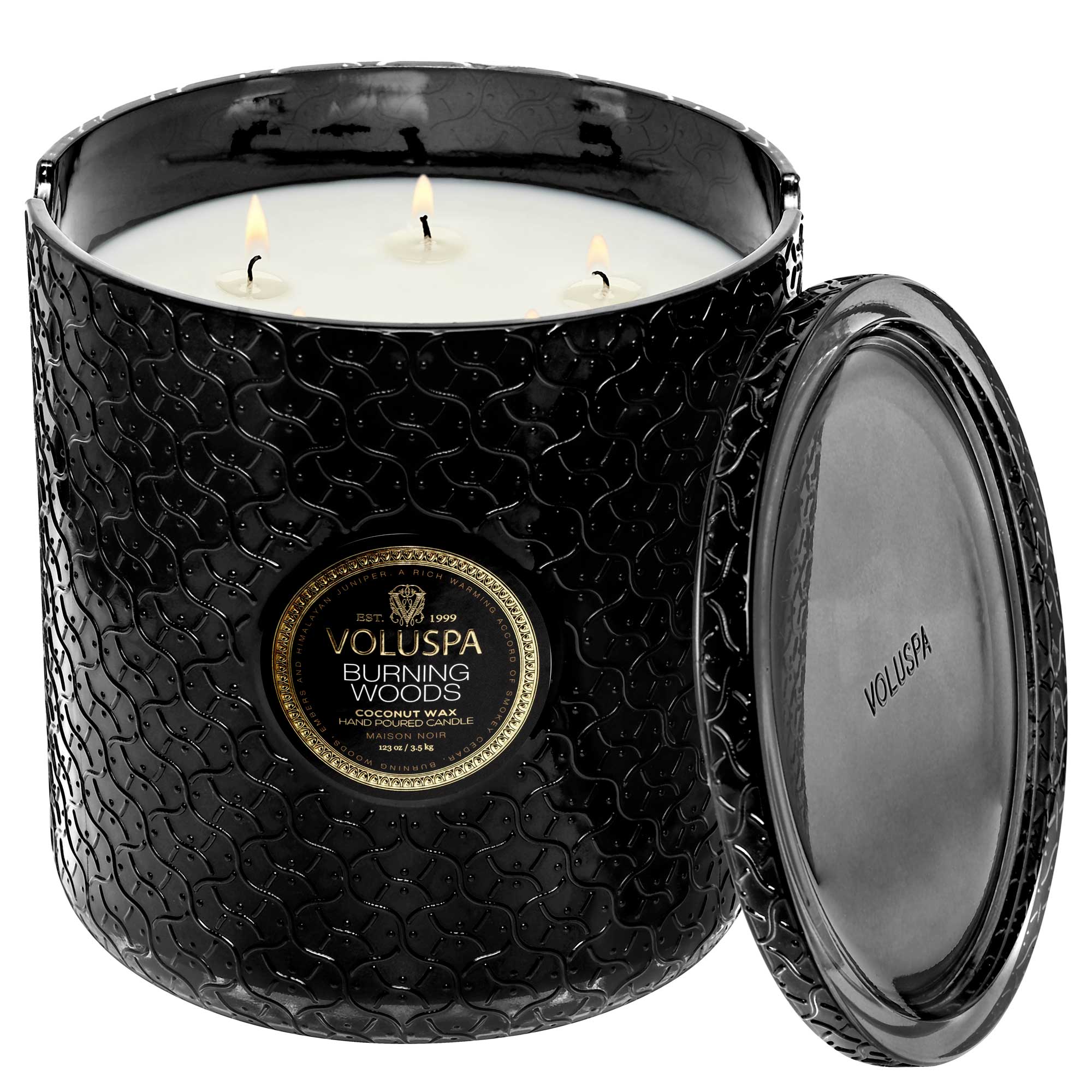 Two-Toned Black Glass Candles - Cedarwood Moss