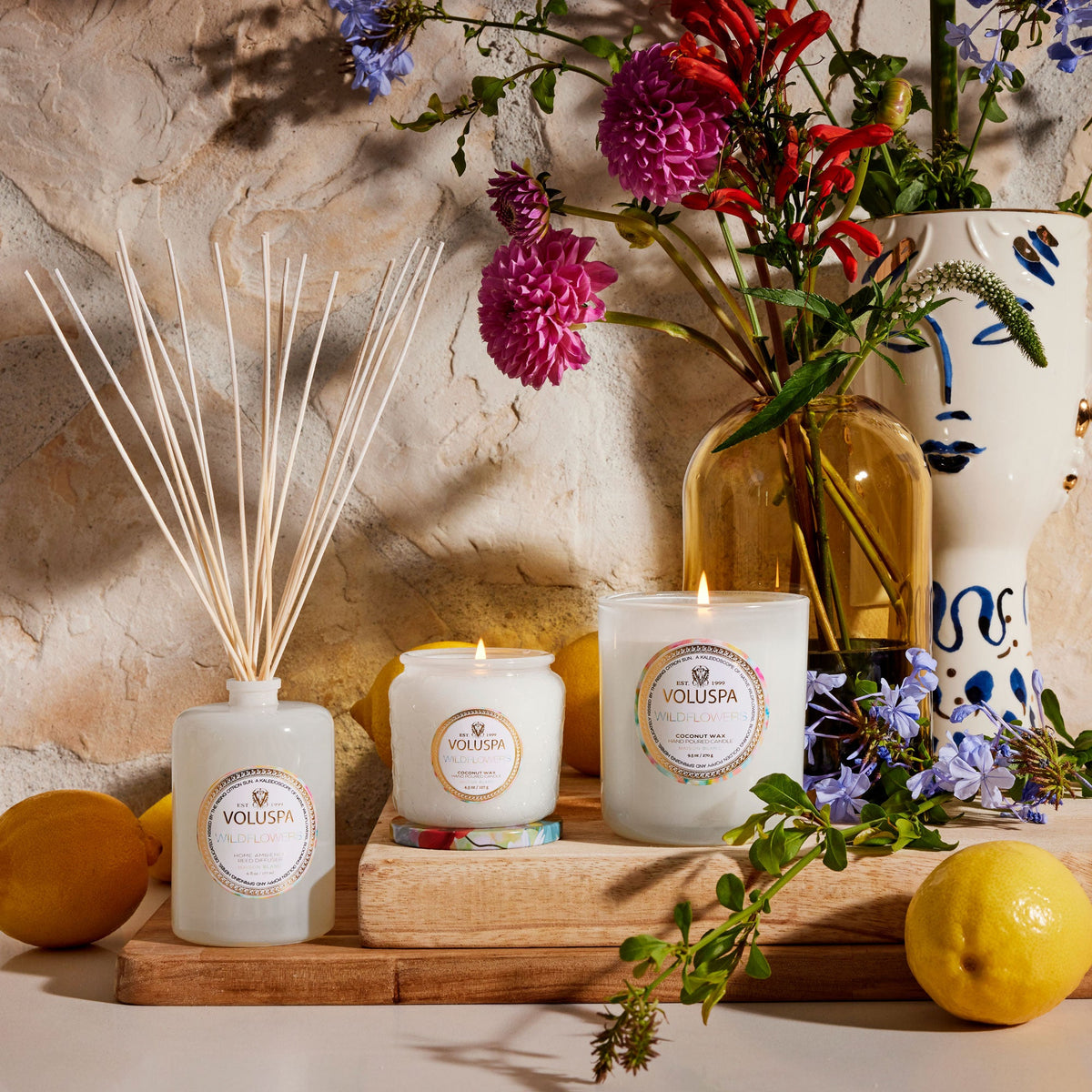 Wildflowers Classic Candle, Petite Jar & Reed Diffuser Gift Set VOLUSPA