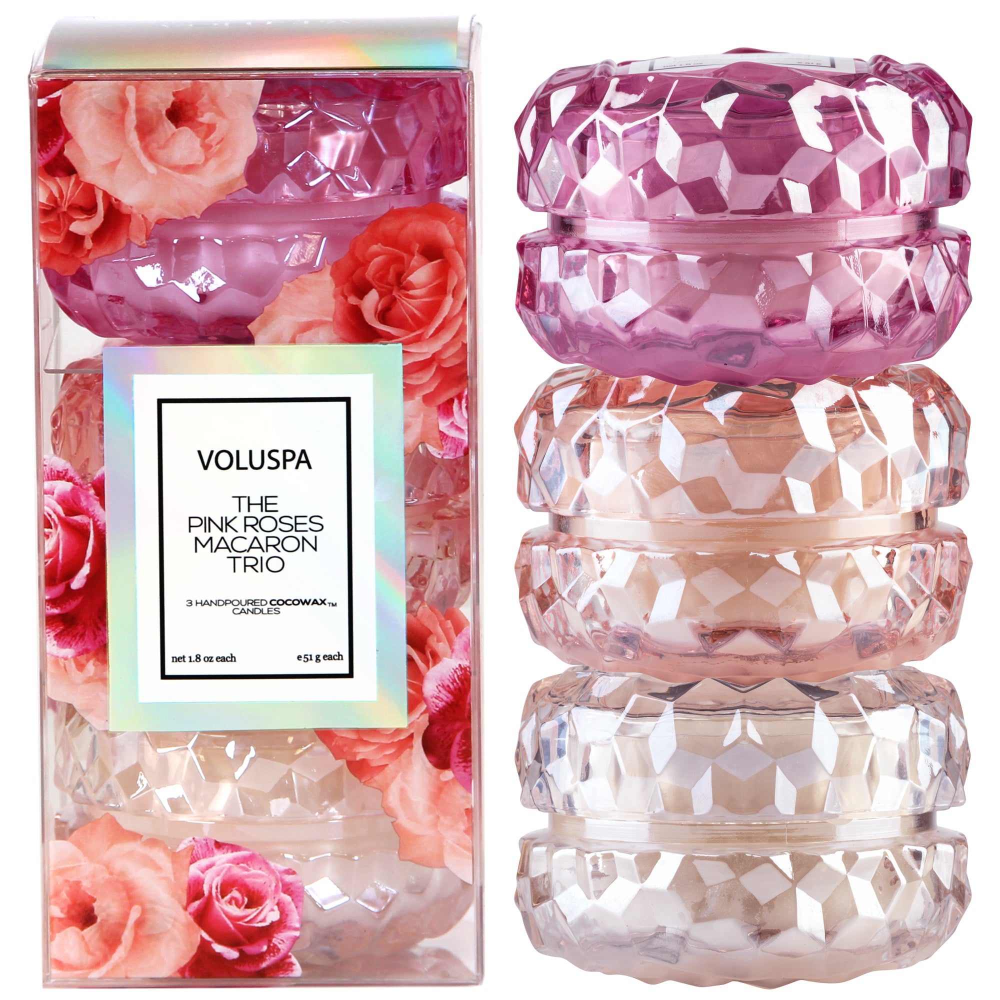 Voluspa Roses 3 Macaron Candle Gift Set